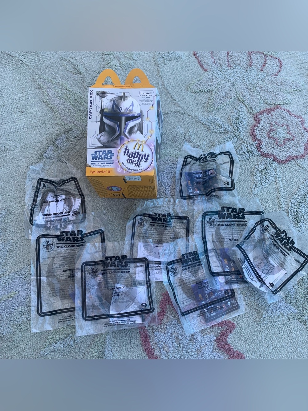 Vintage early 2000s Star Wars Mcdonalds Happy Meal box and mini toy baggies
